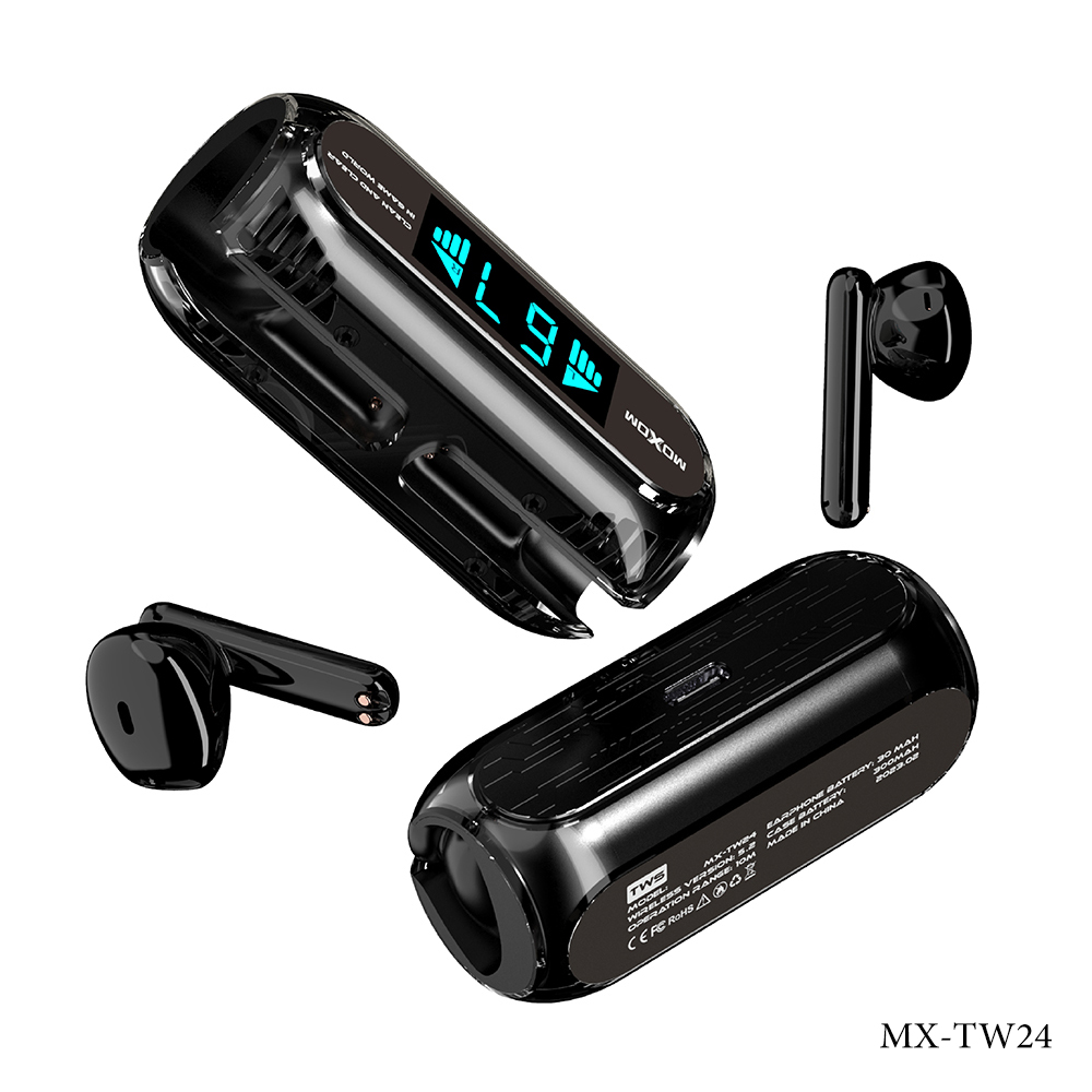 Moxom MX TW24 Wireless Earbuds Super Bass Digital Display Black