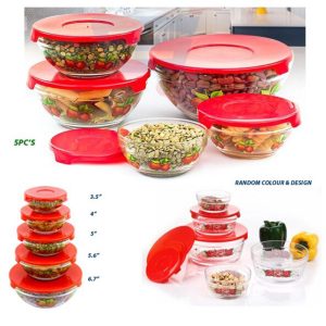 5-Pieces Set Glass Bowls with Lid - Image 4