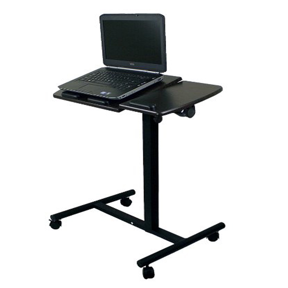 Rolling Laptop Stand Adjustable Overbed Bedside Table-Black ...