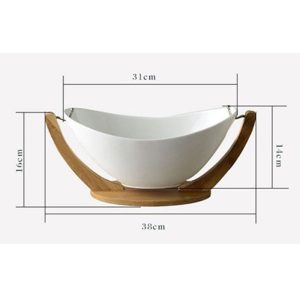 Ceramics and Bamboo Salad Bowl with Stand - Image 4
