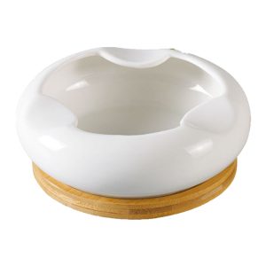 Ceramic Ashtray With Bamboo Base #7091 - Image 1