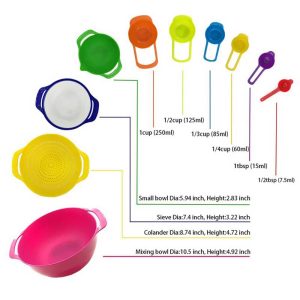 Plastic Mixing Bowl (10 Pcs Set) with Measuring Cup and Spoon - Image 2