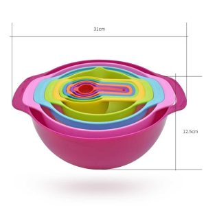 Plastic Mixing Bowl (10 Pcs Set) with Measuring Cup and Spoon - Image 3