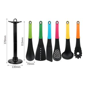 6 Pcs Non-Stick Colorful  Cookware Set with Storage Rack - Image 3
