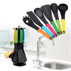 6 Pcs Non-Stick Colorful  Cookware Set with Storage Rack - Image 4