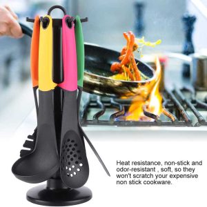6 Pcs Non-Stick Colorful  Cookware Set with Storage Rack - Image 5