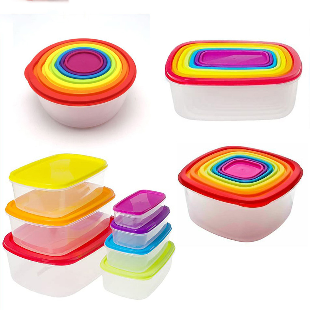 7pcs/set Rainbow-colored Food Storage Boxes For Students' Lunch