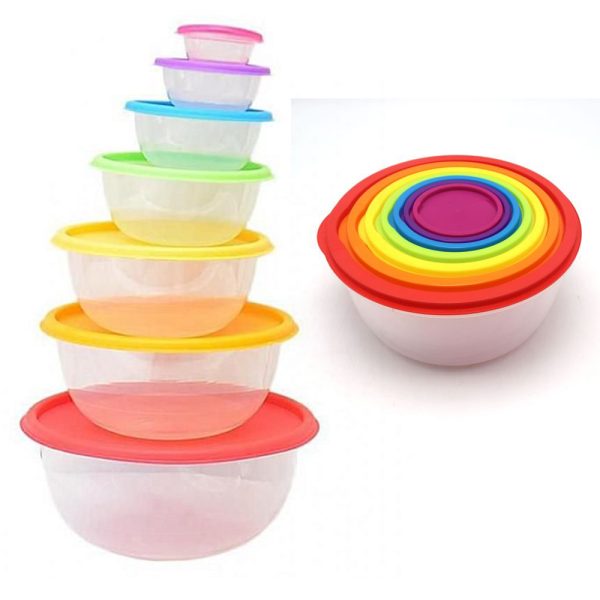 7pcs/set Rainbow-colored Food Storage Boxes For Students' Lunch