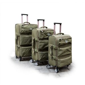 Fulang, Crinkle Fabric 3 Pcs Luggage Set - Image 3