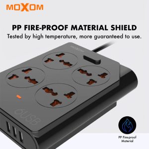 Moxom, Power Strip 4 Universal Socket With 6 USB KH63 - Image 3