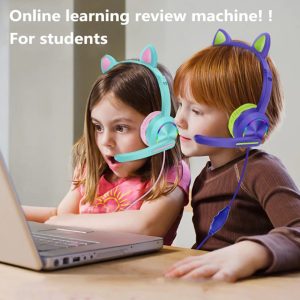 Cute Cat Ear Headphones USB+3.5mm On-Ear Stereo headphone with LED Light Children headphones - Image 3
