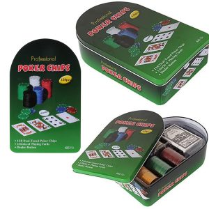 Casino Set with 120 Poker Chips, 2 Playing Card Decks - Image 1