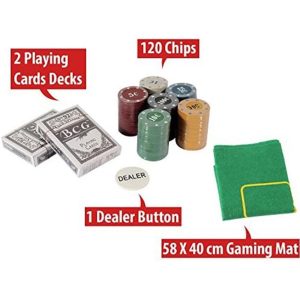 Casino Set with 120 Poker Chips, 2 Playing Card Decks - Image 2