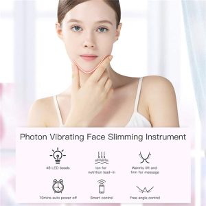 Electric V-Shape Slimming Face Massager - White - Image 3