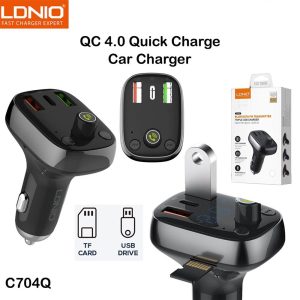 LDNIO C704Q, Bluetooth FM Transmitter, Super Fast Charging - Image 1