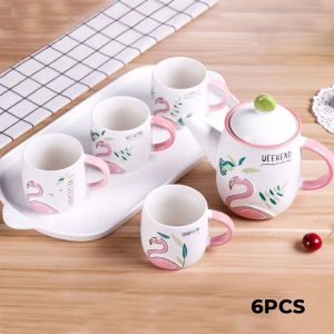 3D Flamingo Ceramic Tea Set - Image 1