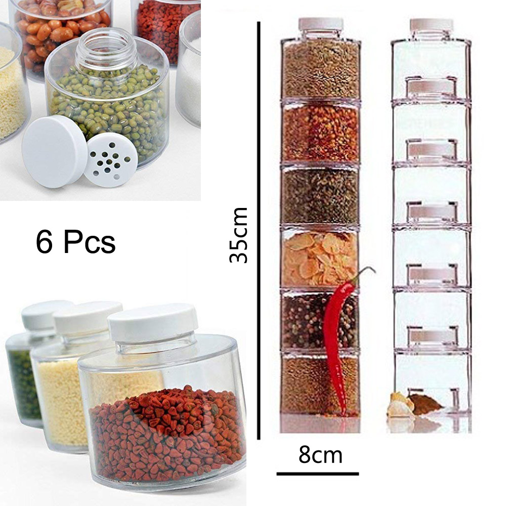 12pcs Spice Tower Bottles, Stackable Spice Jar Rack, Spice Salt Sugar  Masala Tower Space Saving Kitchen with Stand