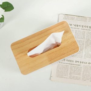 Rectangle Tissue Box With Wood Lid - Image 3