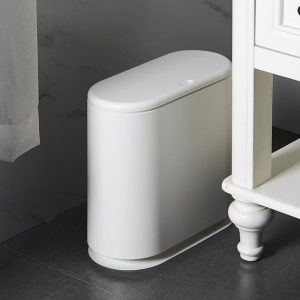 Plastic Slim Garbage Container Bin with Press Top Lid - Image 7
