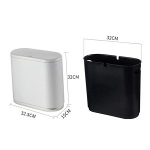 Plastic Slim Garbage Container Bin with Press Top Lid - Image 8