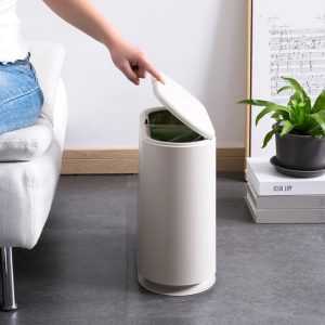 Plastic Slim Garbage Container Bin with Press Top Lid - Image 5