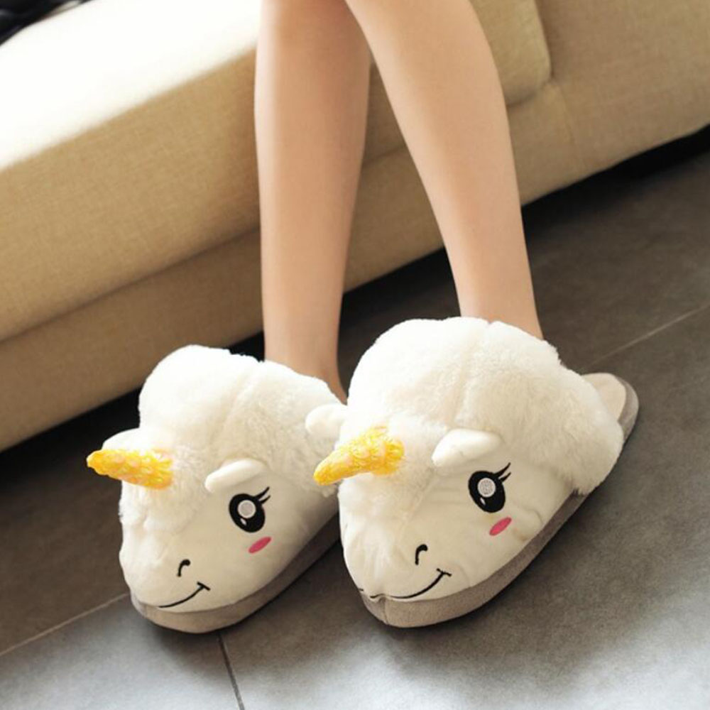 Cool Gift, Soft Cozy Unicorn Women Home Slipper - White - TezkarShop ...