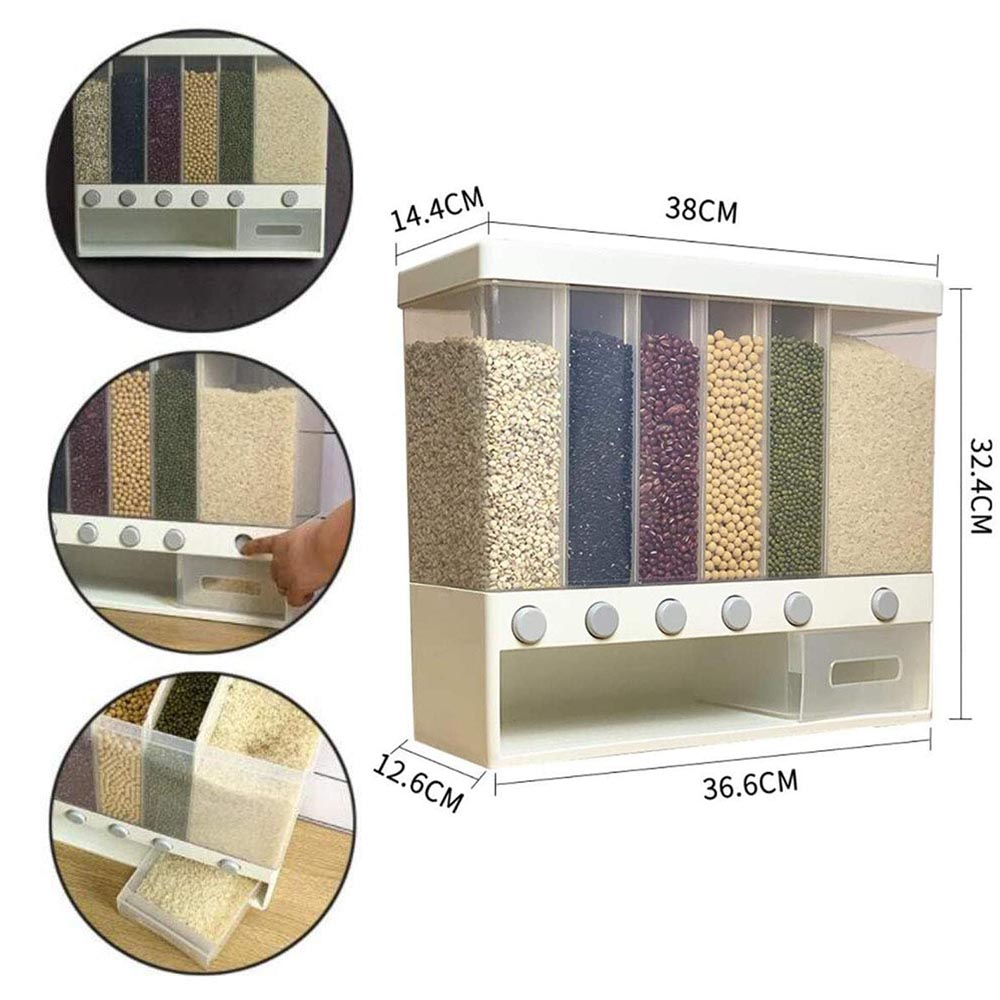 6-Grid Storage Dry Food Dispenser - TezkarShop Official Website