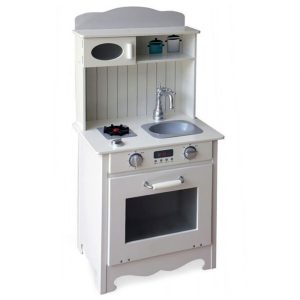 Deluxe White Vintage Pretend Wooden Kitchen Toy - Image 1