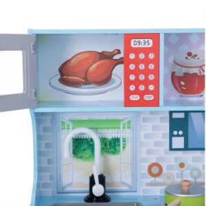 Cool Gift, Blue Wooden Pretend Play Toy Kitchen for Kids, Included Accessories - Image 2