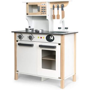Wooden Pretend Play Kitchen Set for Kids Toddlers, with Cookware Accessories - Image 5