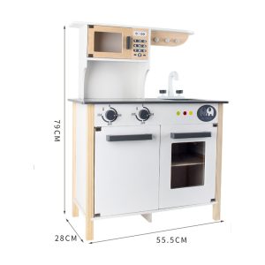 Wooden Pretend Play Kitchen Set for Kids Toddlers, with Cookware Accessories - Image 2
