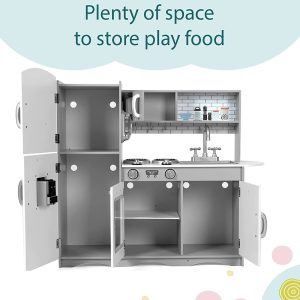 Wooden Pretend Large Kitchen for Kids, Included Accessories - Image 4