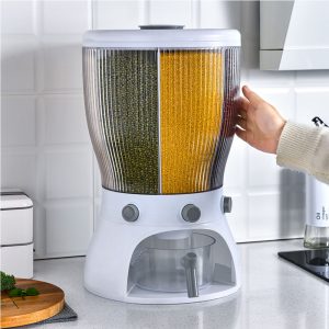 360 degree Rotating Grains Cereal Storage Dispenser Up to 10KGS, 4 Sections - Image 2