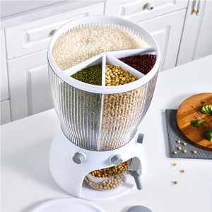 360 degree Rotating Grains Cereal Storage Dispenser Up to 10KGS, 4 Sections - Image 3
