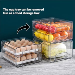 2 Layers Storage Drawer with Removable Egg Tray - Image 2