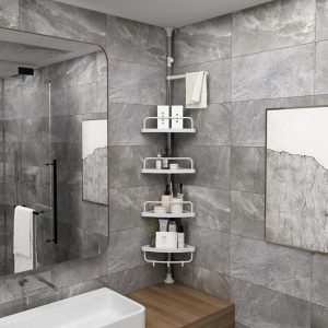 4 Tier Adjustable Telescopic Bathroom Organizer Corner Shower GY-188 - Image 6