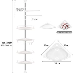 4 Tier Adjustable Telescopic Bathroom Organizer Corner Shower GY-188 - Image 4