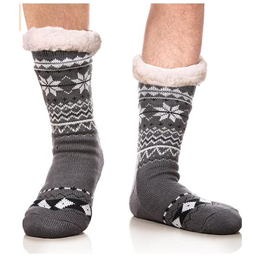 Men's Winter Thermal Fleece Lining Knit Slipper Socks - TezkarShop ...