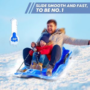 85-cm Snow Sled Large Snow Sleds for Kids and Adult with 2 Braking Handles Durable Toboggan with Tote Rope - Image 5