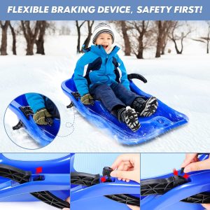 85-cm Snow Sled Large Snow Sleds for Kids and Adult with 2 Braking Handles Durable Toboggan with Tote Rope - Image 7