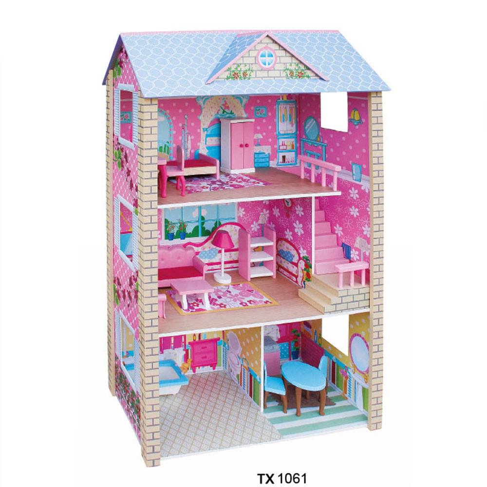 Wooden Dollhouse for Kids, Pretend Play Dream House Toy - TezkarShop ...