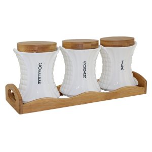 Set Of 3 Canister With Bamboo Base - Image 2