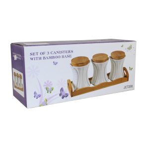 Set Of 3 Canister With Bamboo Base - Image 3