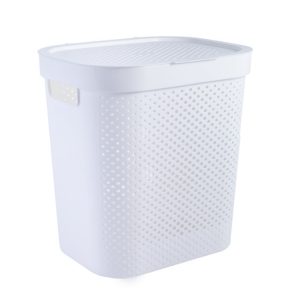 Deluxe Plastic Laundry Basket With Lid - Image 9