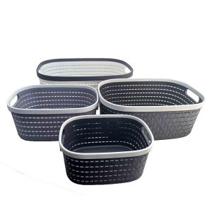 Rectangle Laundry Basket Set, Plastic Storage Organizer - Image 4