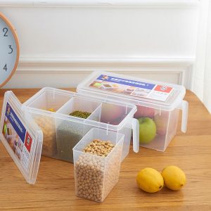 3 Section Plastic Food Storage Container Fridge Storage - Image 3