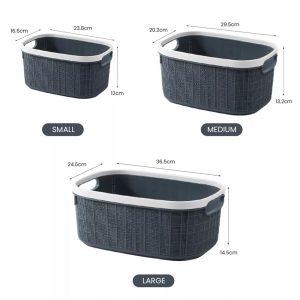 Rectangle Laundry Basket Set, Plastic Storage Organizer - Image 2