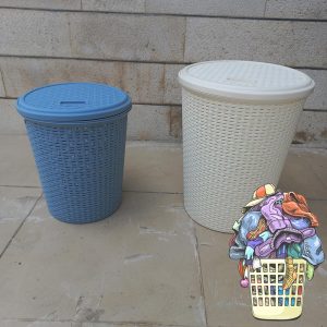 Deluxe Round Plastic Laundry Basket With Lid - Image 2