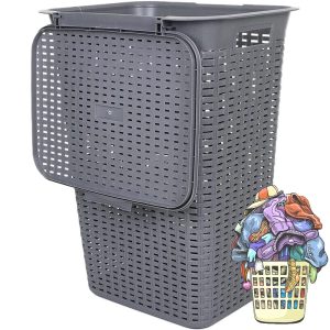 Deluxe Plastic Laundry Basket With Lid - Image 2