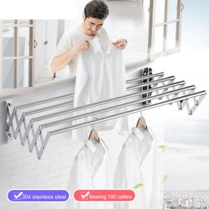 Wall mounted Aluminum clothes rack, 3 Thick Rod - Image 4